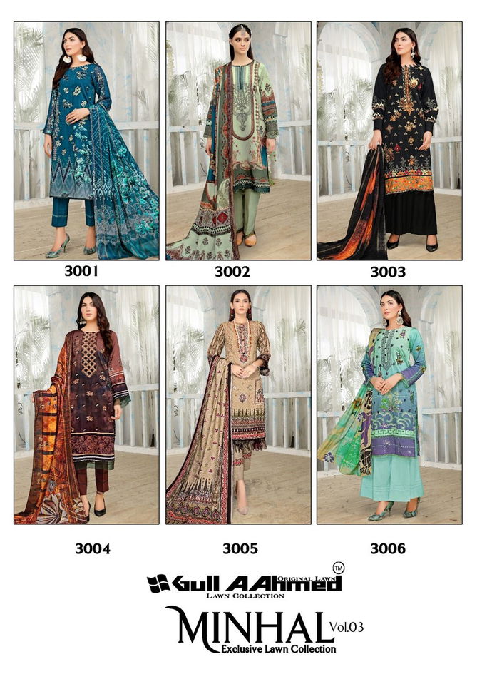 Gull A Ahmed Minhal Vol 3 Karachi Cotton Dress Material Catalog
